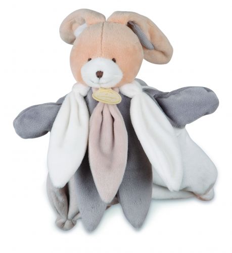  marionnette lapin taupe gris beige blanc 